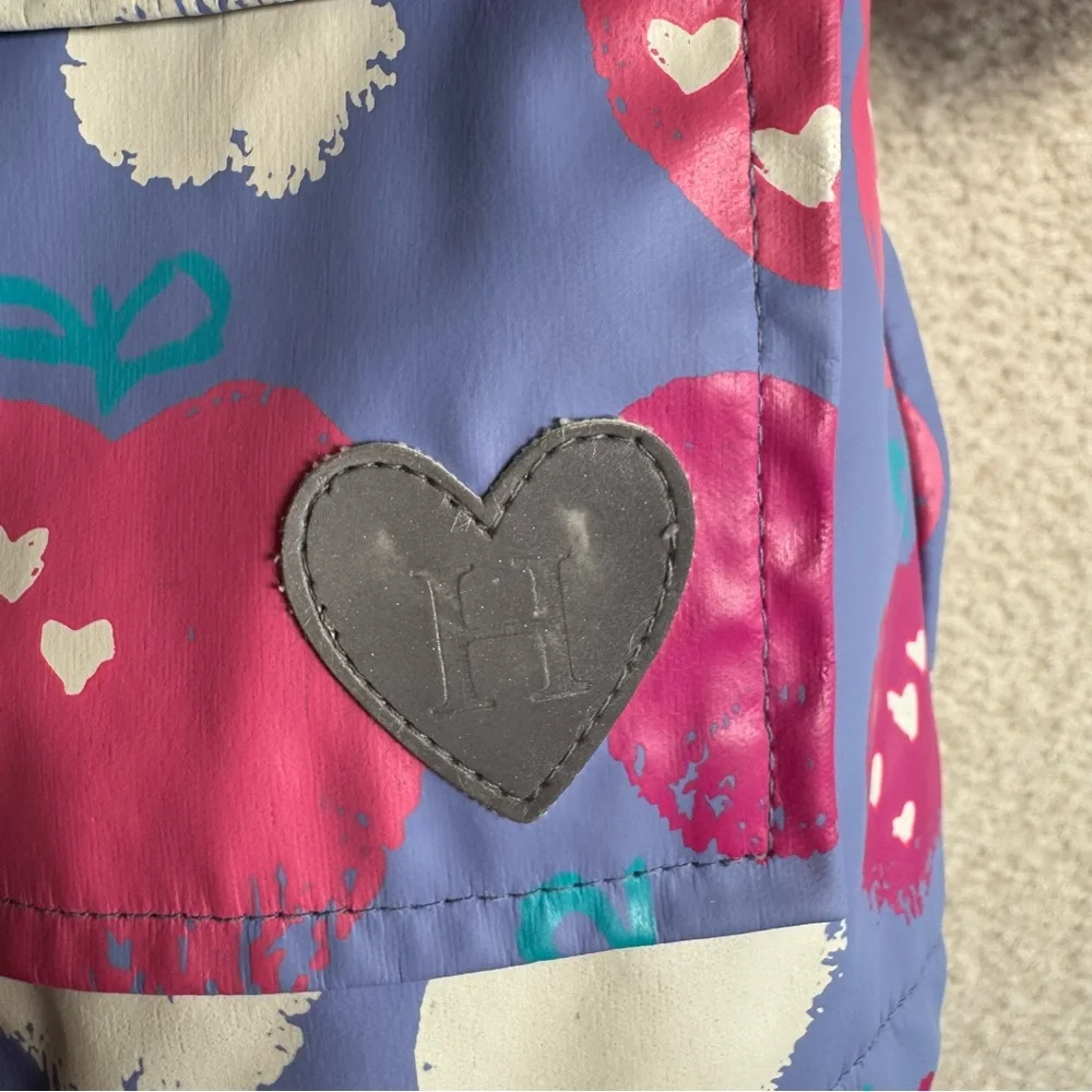 Hatley Baby Terry‎ Lined Purple Apple Heart Print Raincoat Size 3T